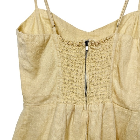 Reformation Roarke Butter Yellow Linen Women’s Strappy Mini Dress Sz 6 - Picture 13 of 15